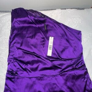 Elie Tamari Purple One-Shoulder Blouse